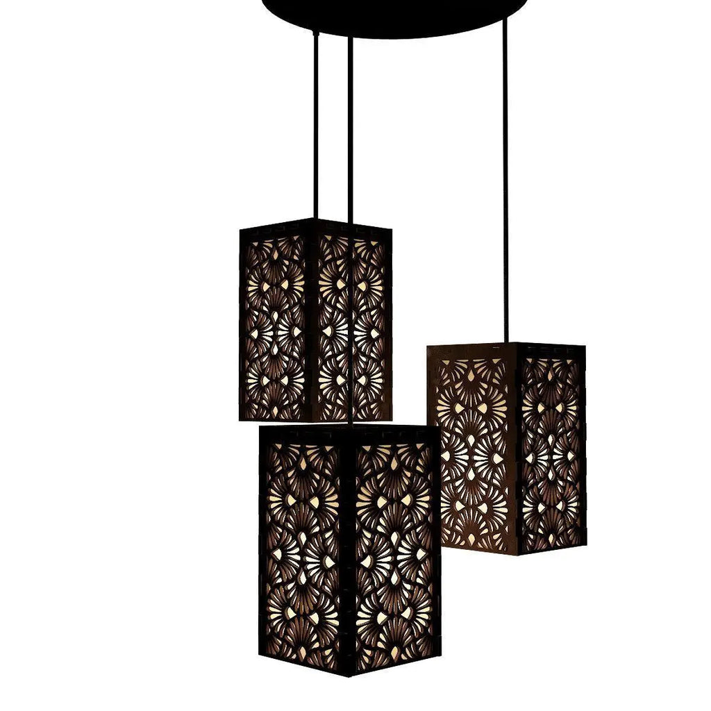 Floral Pattern Wooden Modern Lamp Hanging Ceiling Light For Home Decoration Living Room