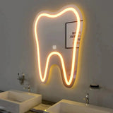 Tooth Shaped Decorative Led Mirror For Dentist Office