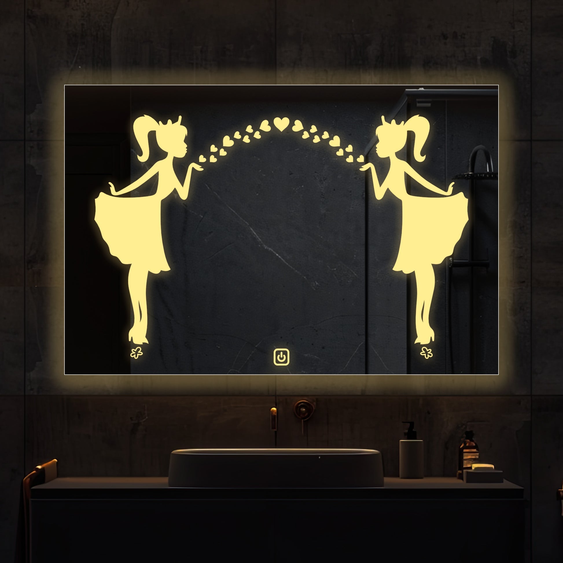 Minimalistic Designer Pattern Led Bathroom Wall Mirror