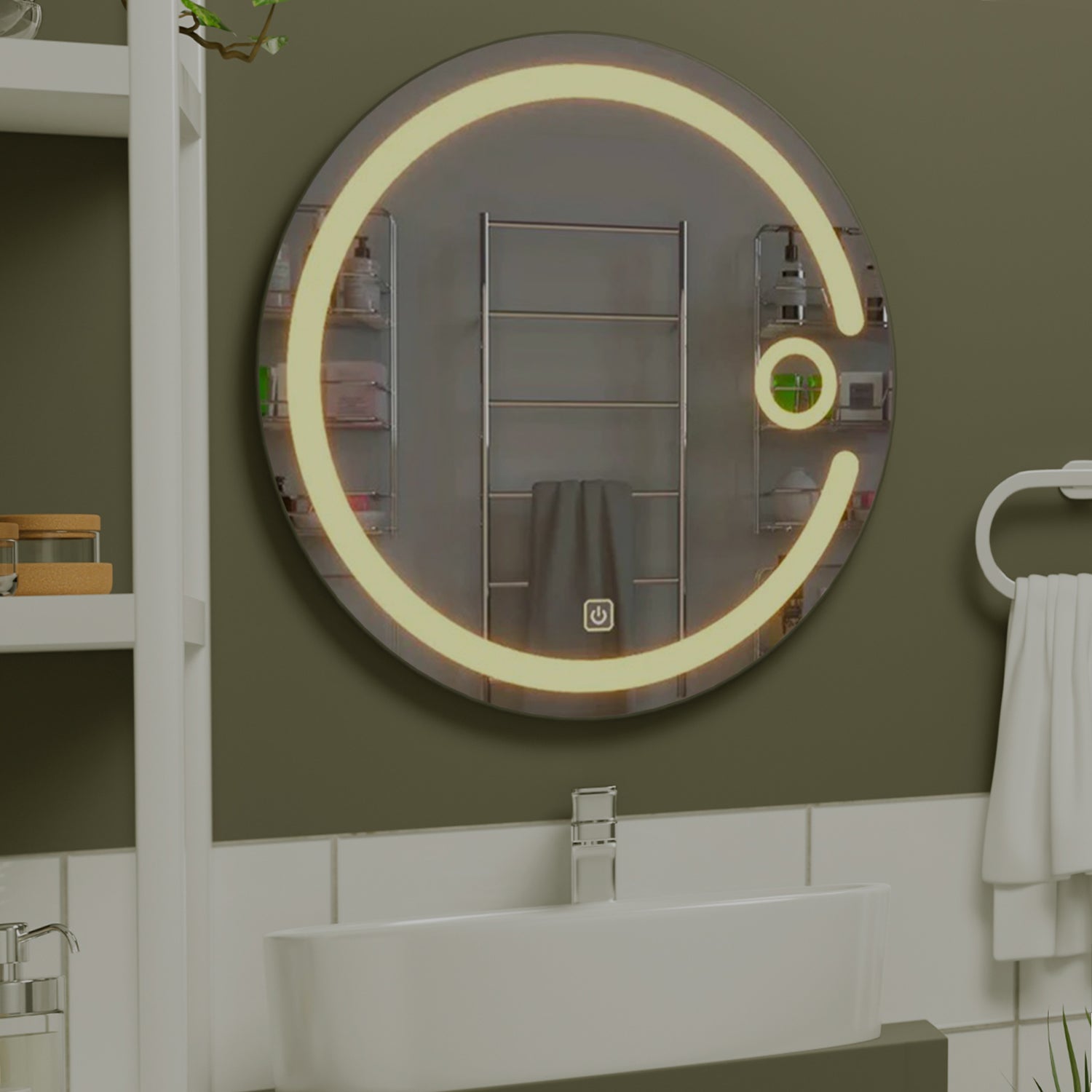 Modern Desinger Illuminating Lunar Bathroom Mirror With Led