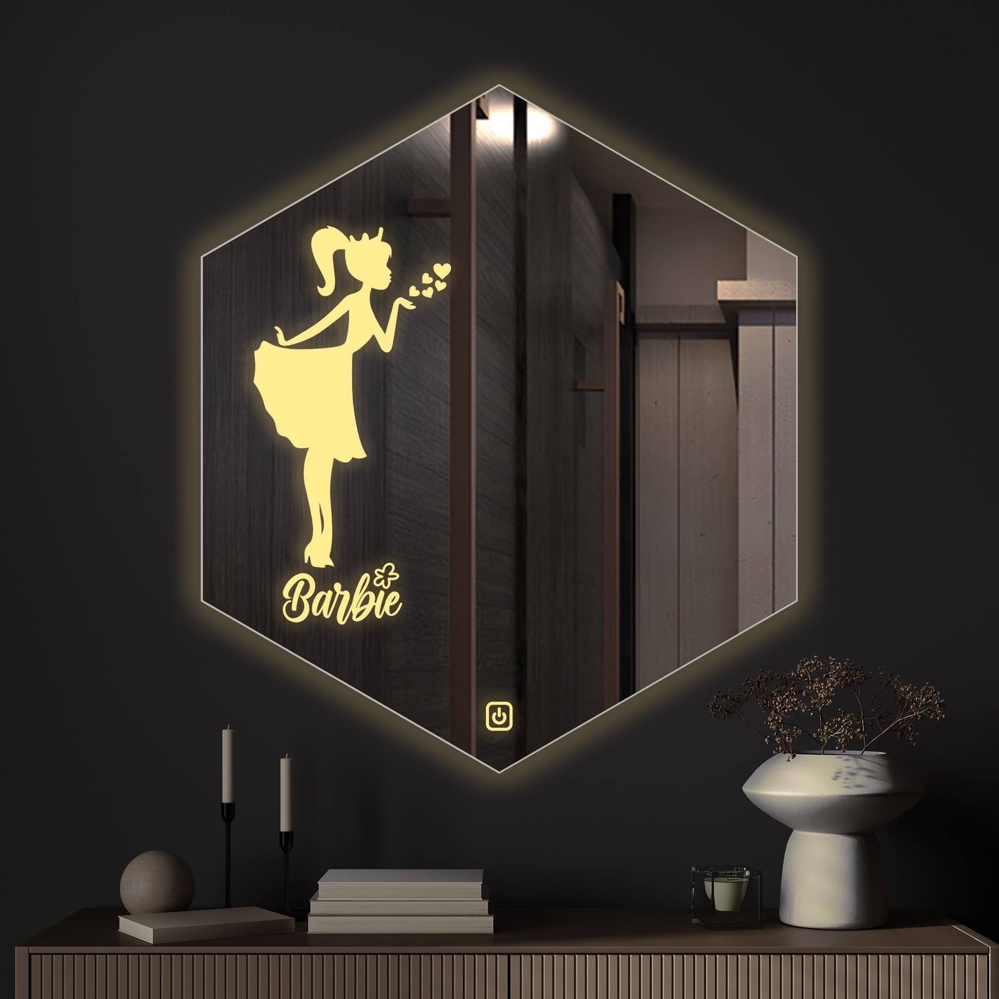 Beautiful Modern Patterned Led Bathroom Wall Mirror