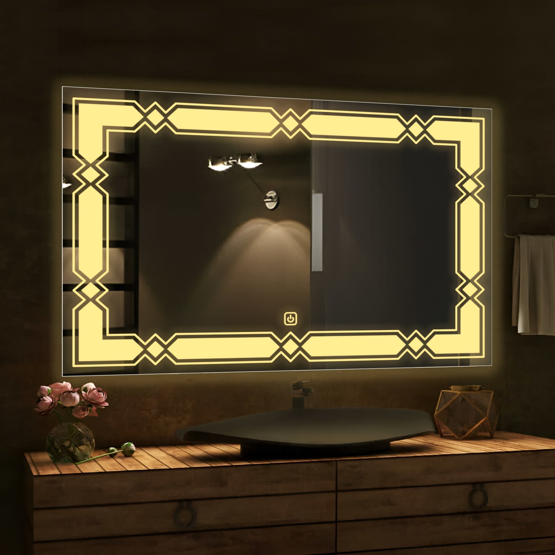 Rectangular Shaped Fairy Girl Design Led Bathroom Wall Mirror