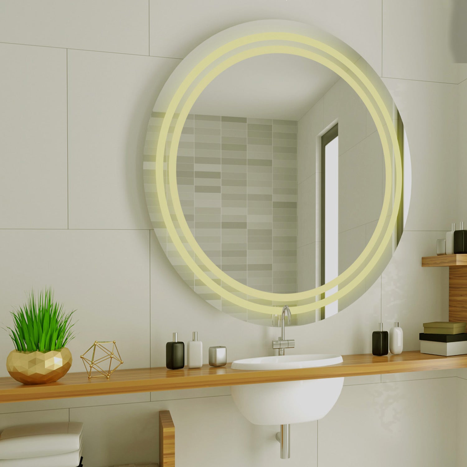 Modern Designed Led Round Shape Bathroom Wall Mirror