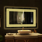 Rectangular Shaped Decorative Pattern Led Bathroom Wall Mirror