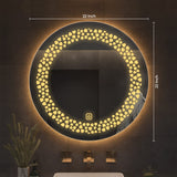 Beautiful Unique Pattern Led Rounded Shape Bathroom Wall Mirror