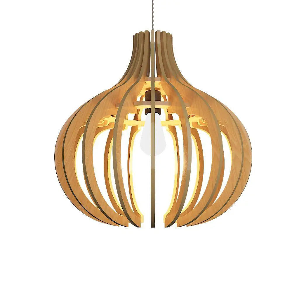 Modern Design Onion Shape Wooden Ceiling Lamp For Home Decoration Living Room