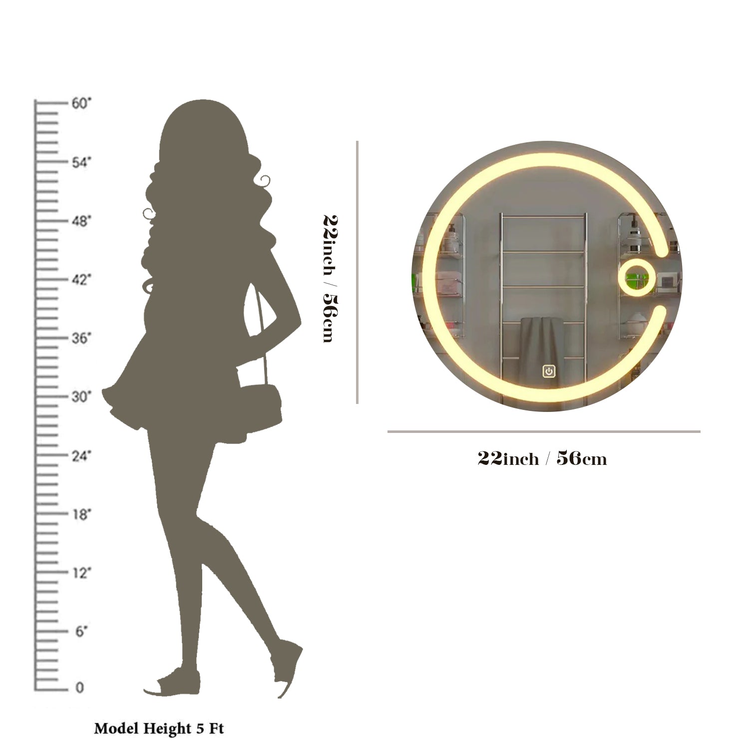 Modern Desinger Illuminating Lunar Bathroom Mirror With Led
