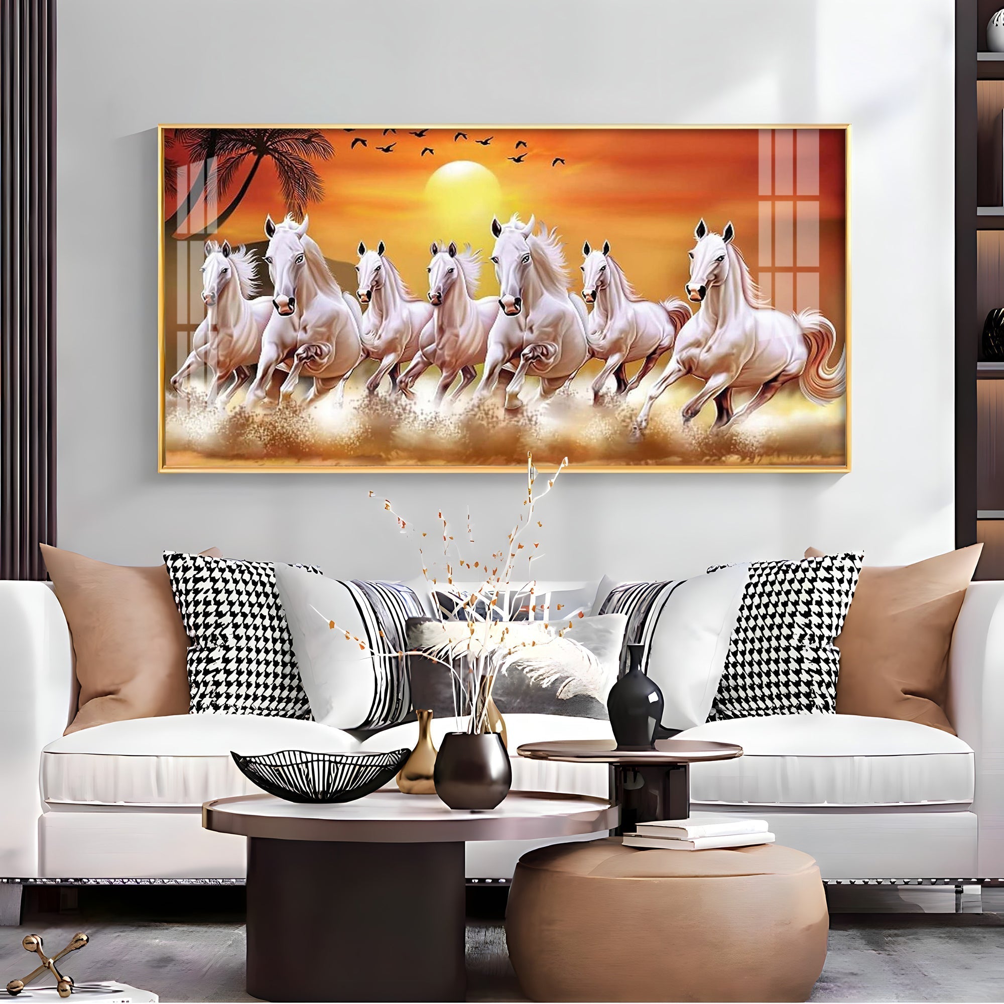 Elegant Horse Acrylic Wall Painting – Luxury Home Wall Décor