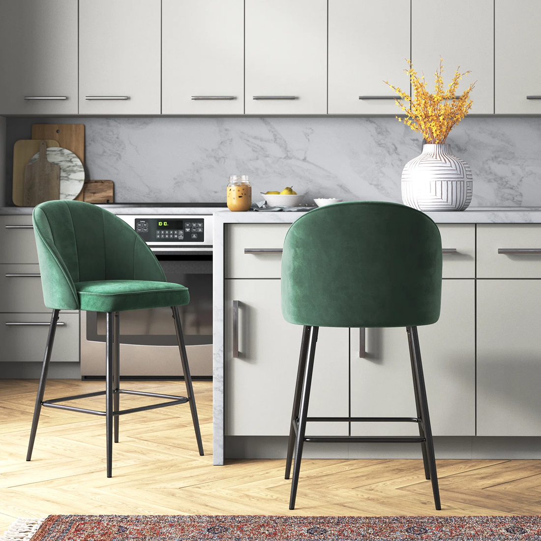 Green Color HinVMen Counter Stool
