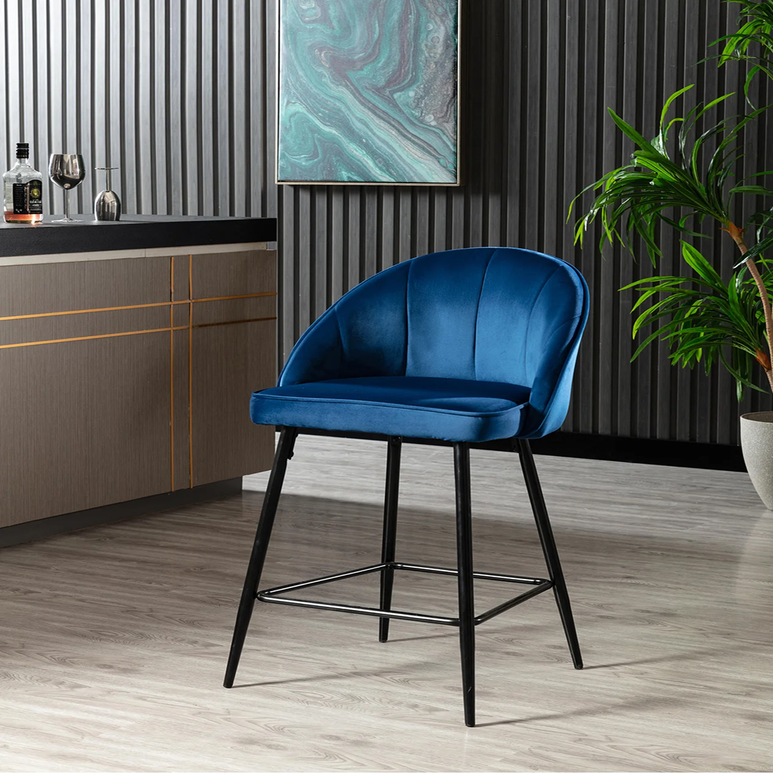 Blue Color HinVMen Counter Stool