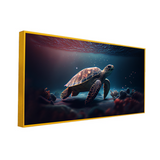 Turtle Swimming Water With Sun Shining Canvas Wall Paintings