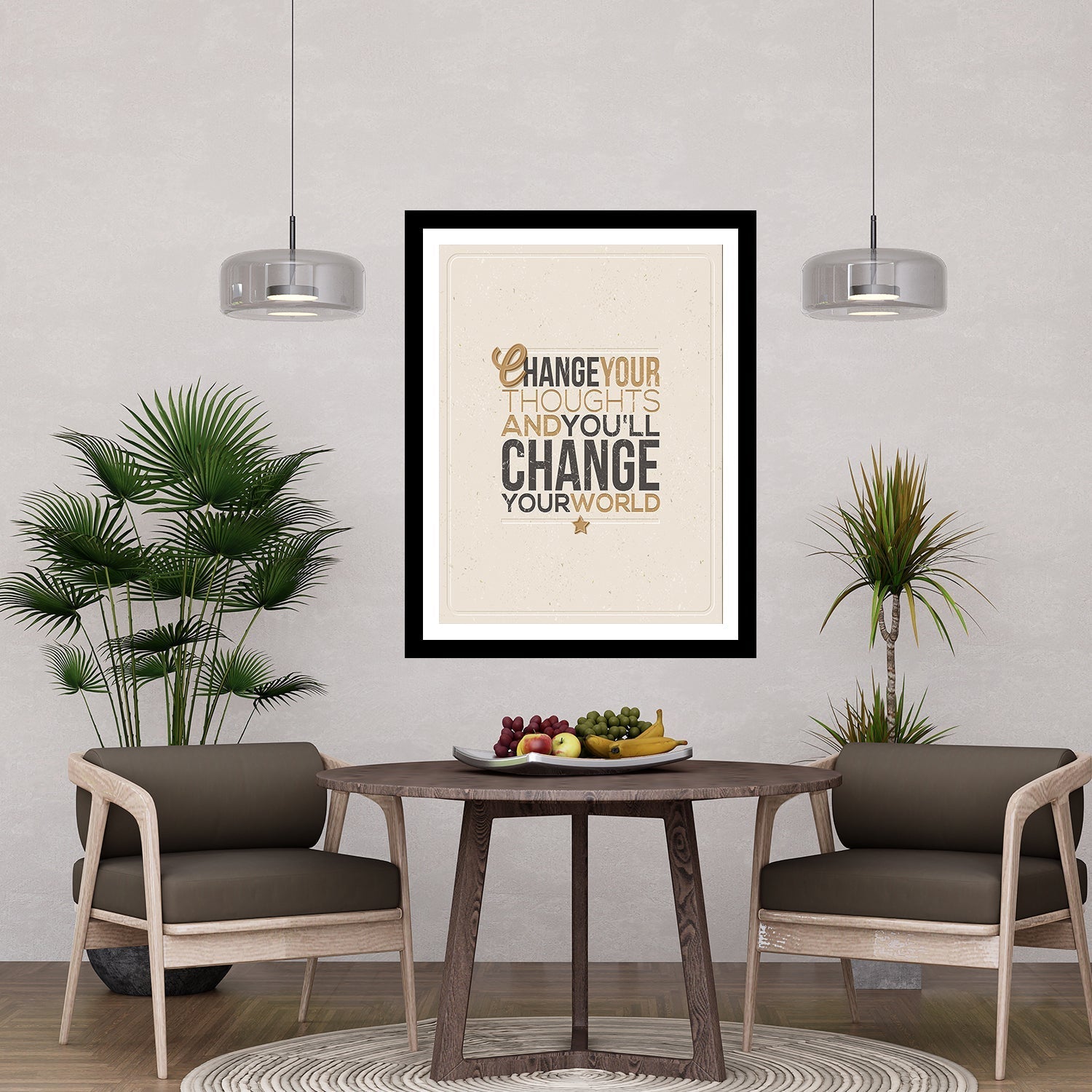 Change Your Thoughts And You'll Change Your World Motivational Posters Wall Frames for Students, Business, Employees, Startup