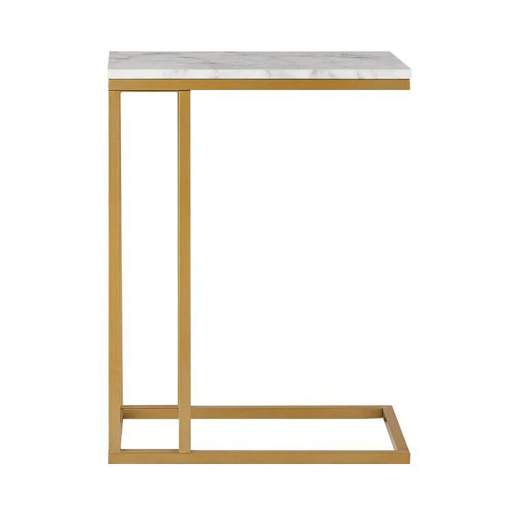 Premium C-Shaped White Marble Designer Side Table