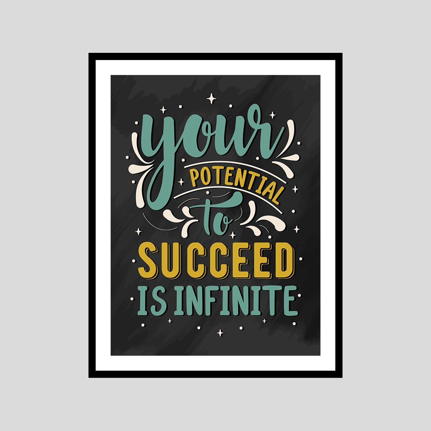 Your Potential Succeed Is Infinite Motivational Posters Wall Frames for Students, Business, Employees, Startup