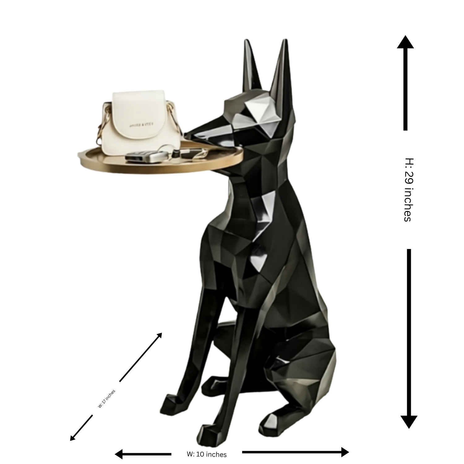 Dog Luna Diamond Decorative Showpiece with Tray