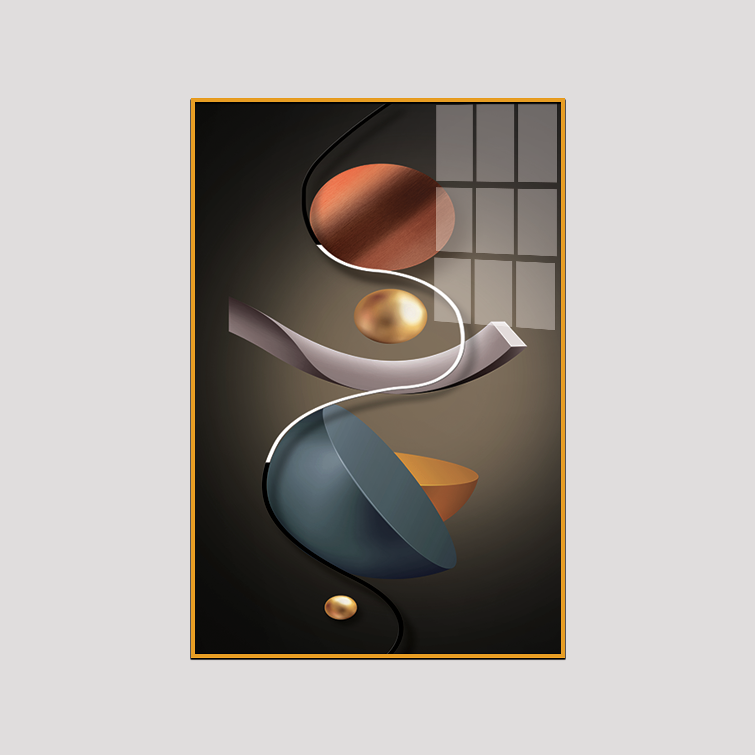 Modern Abstract Acrylic Wall Painting – Geometric Elegance for Contemporary Spaces