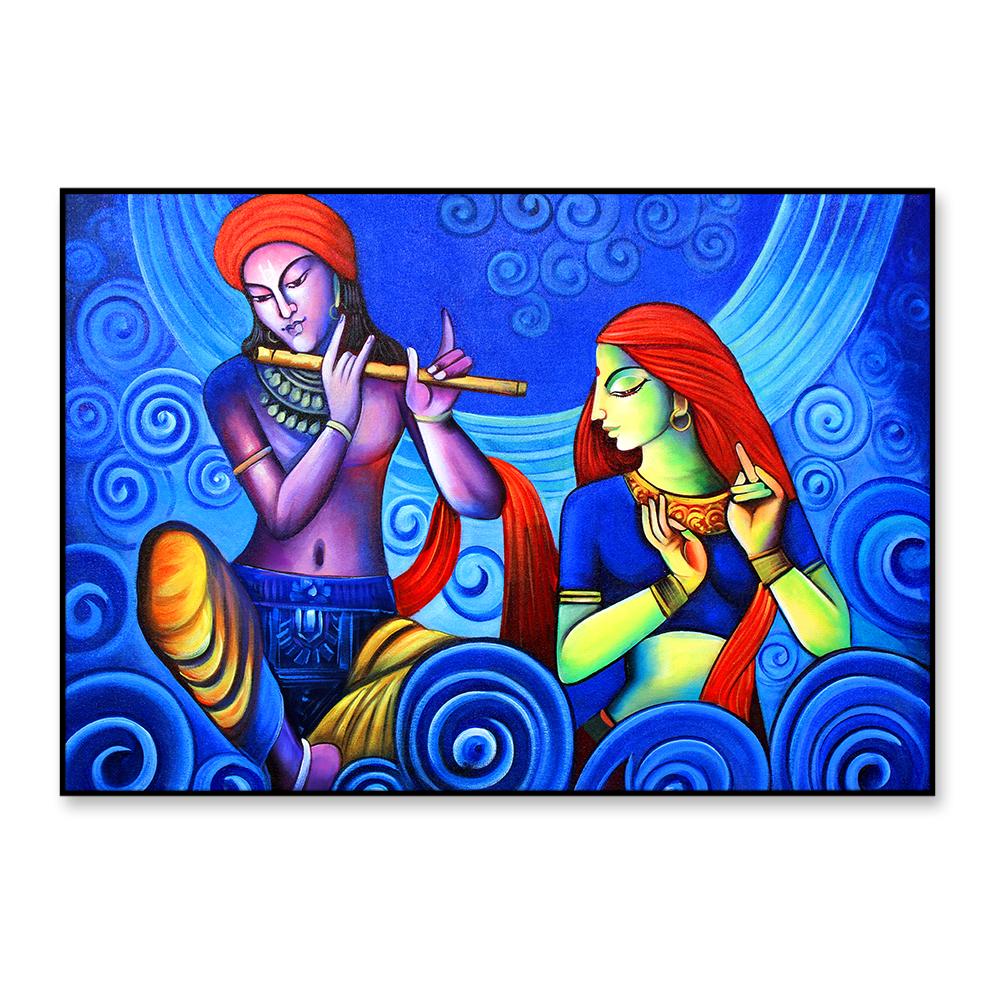 Radha Krishna Musing Framed Wall Art