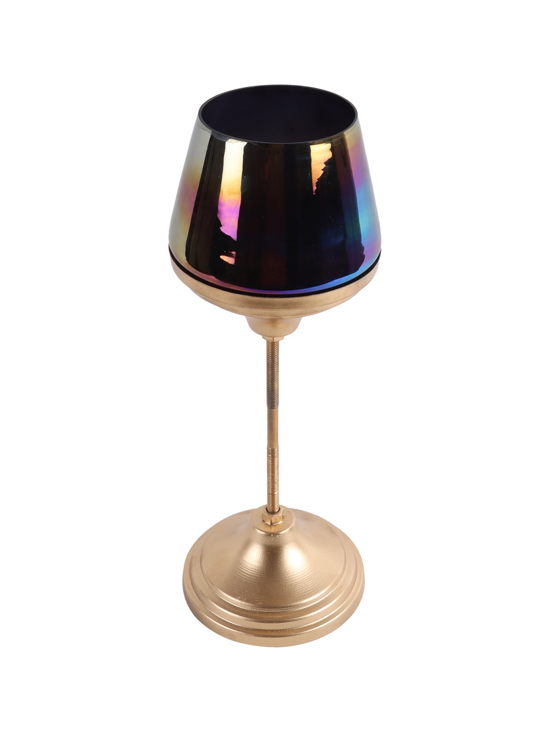Black Glass Candle Holder and Planter with Stand set of 2
