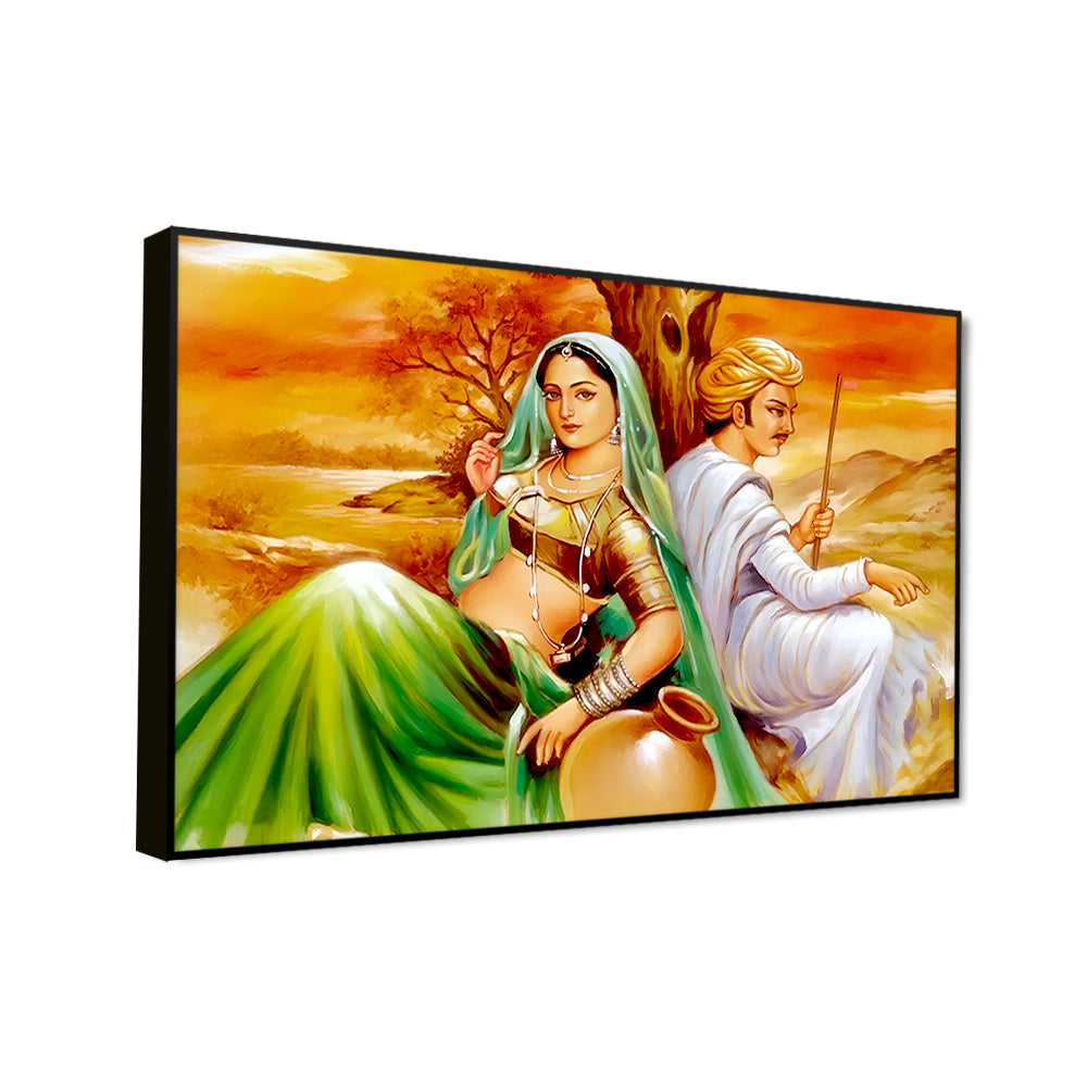 Beautiful Rajasthani Women Playing Dhola Canvas Printed Wall Paintings & Arts