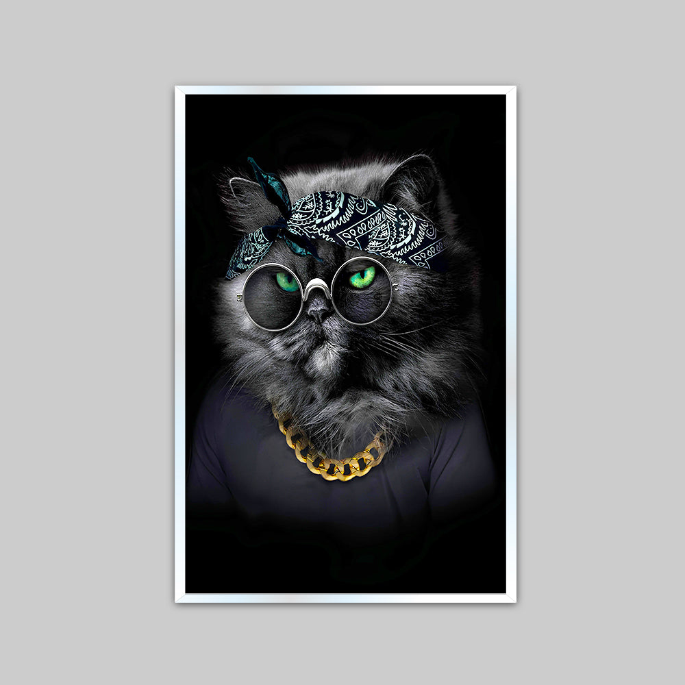 Cute Cat Face with Spectacles Canvas Printed Wall Paintings & Arts