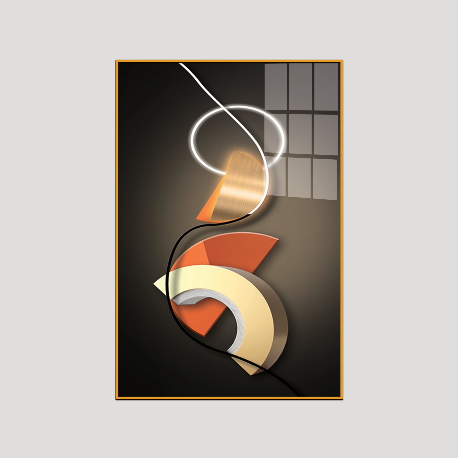 Contemporary Abstract Acrylic Wall Painting – Bold Curves & Minimalist Design