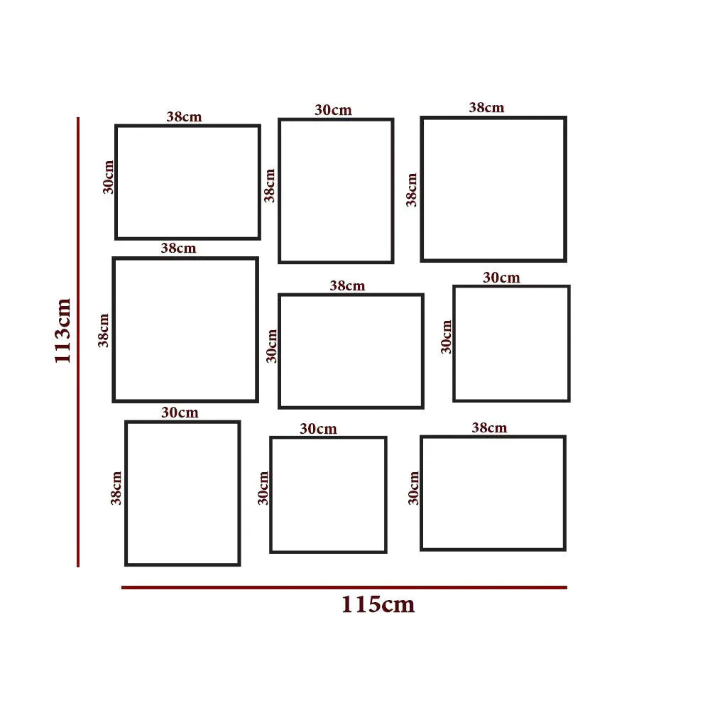 Contemporary Art Golden Framed Wall Art Set of 9
