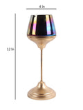 Black Glass Candle Holder and Planter with Stand set of 2