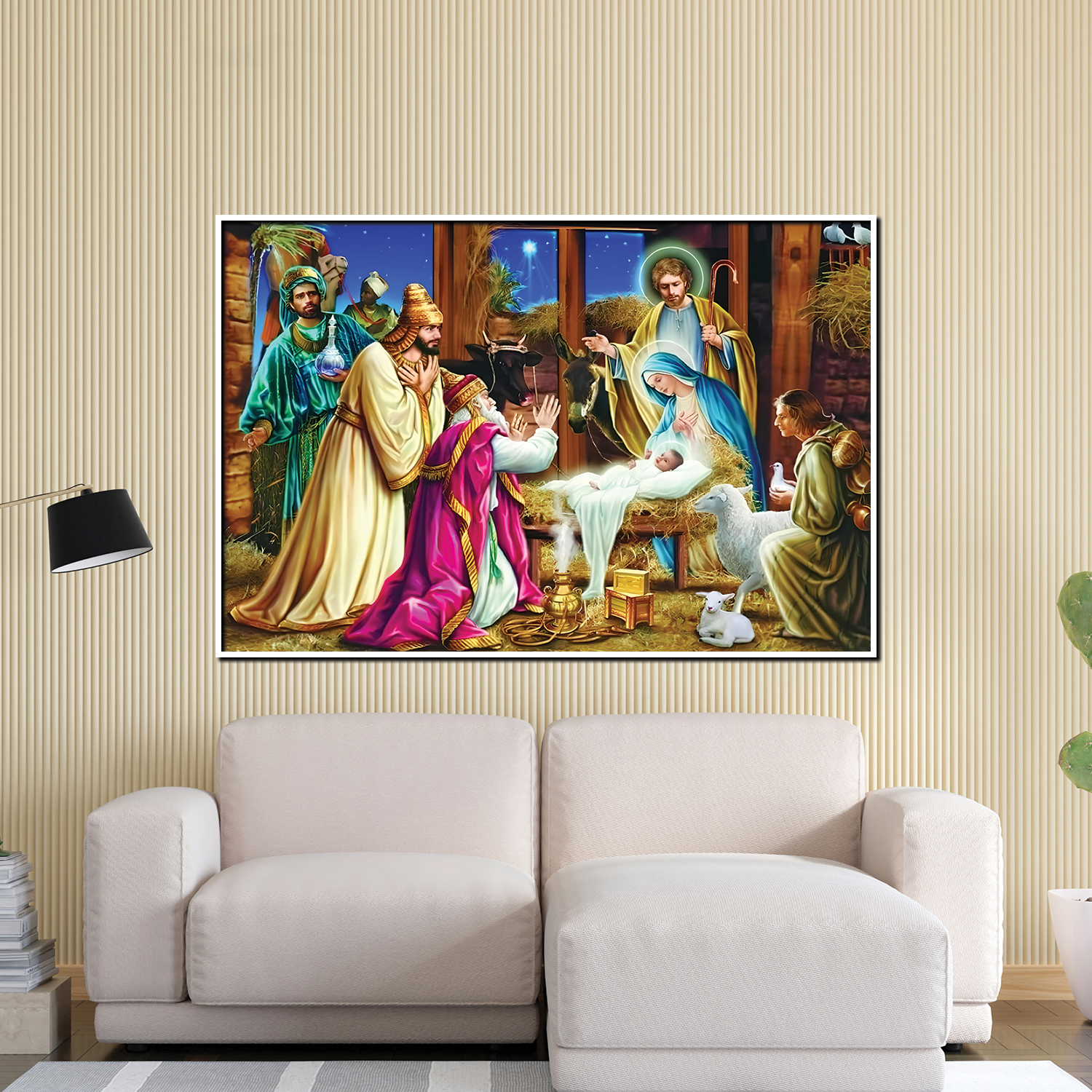 Celestial Prince Jesus Canvas Printed Wall Paintings for Living Room, Meditation Room, Bedroom, Churches, Hospitals