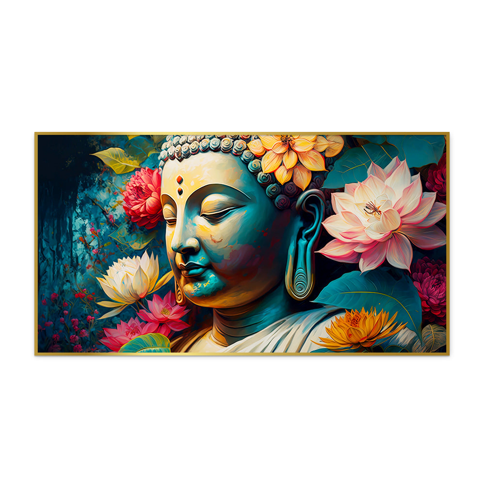 Colorful Abstract Buddha Statues Canvas Wall Art