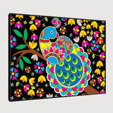 Beautiful Peacock Madhubani Painting /  Canvas Print  Stretched on Wood Bars 61 x 41cm