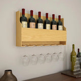 Premium Backlit MDF Bar Wall Shelf-cum-Mini Bar Cabinet in Light Oak Finish