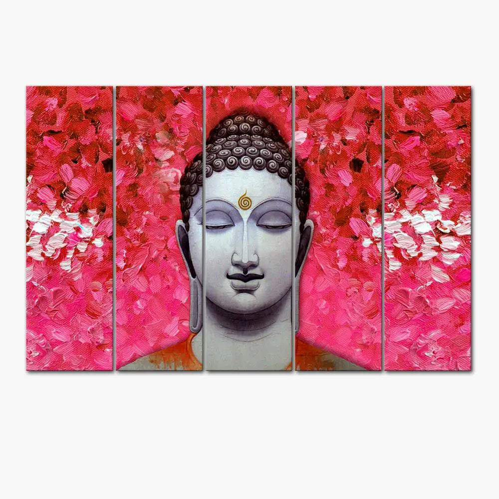 Colorful Buddha in Pastel Colors Wood Stretched Wall Painting