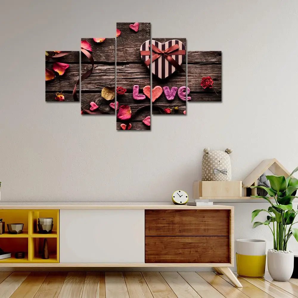 love Painting Wooden Framed 5 Pieces Canvas Wall Painting