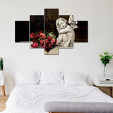 Love Angel Painting Wooden Framed 5 Pieces Canvas Wall Painting