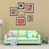 Madhubani Art Collage Picture Wall Frame Set of 6