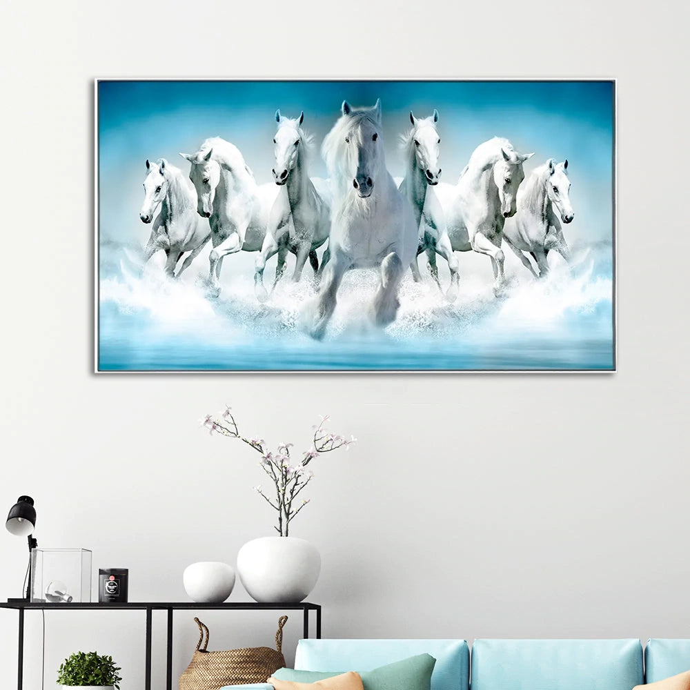 Seven Running Horses Canvas Wall Painting