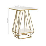 Modern Square Shaped Creative Artistic Golden Metal Finish with White Marble
