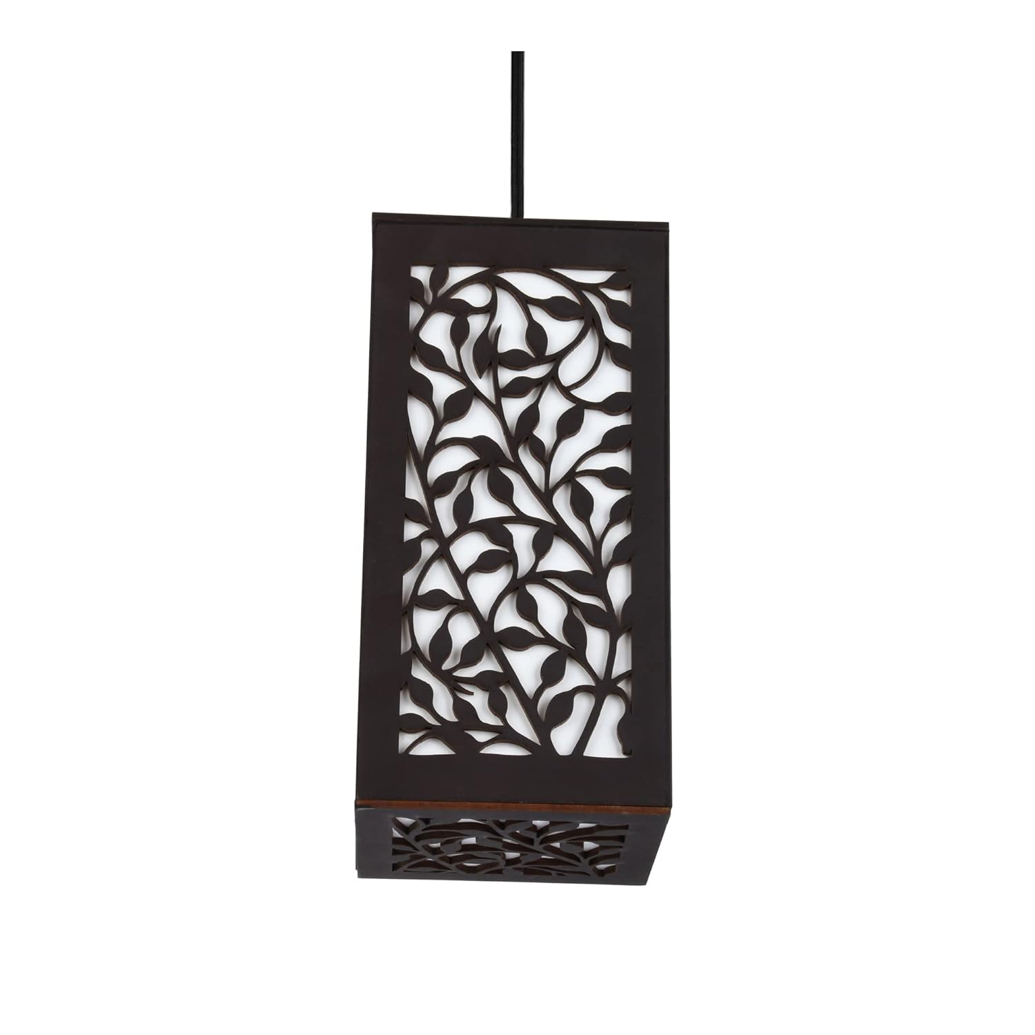 Unique Carved Wood Hanging Light - Modern Leaf Vine Design