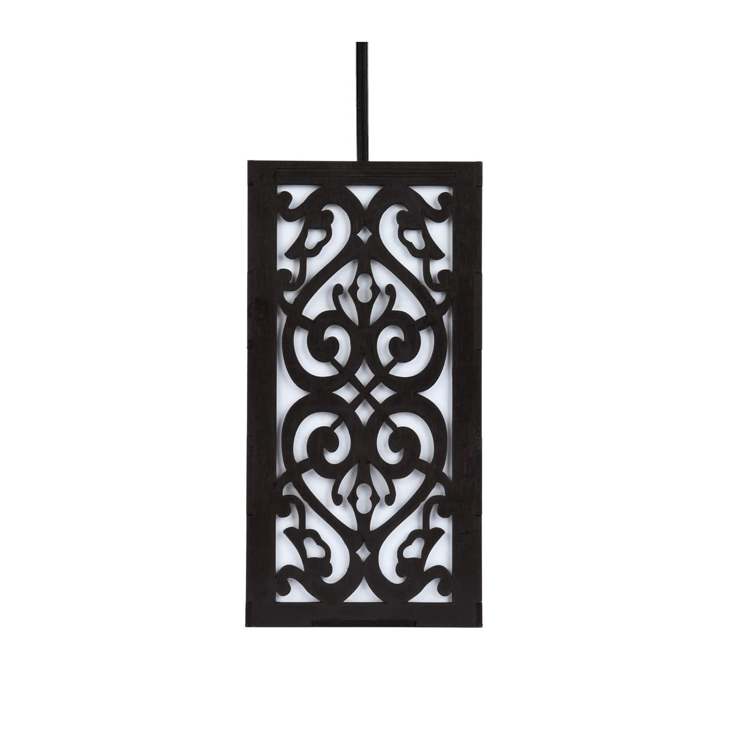 Carved Scroll Pattern Wooden Pendant Light - Decorative Hanging Lamp