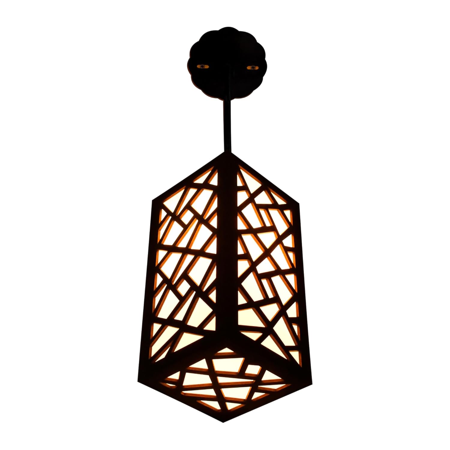 Contemporary Geometric Wood Hanging Lamp