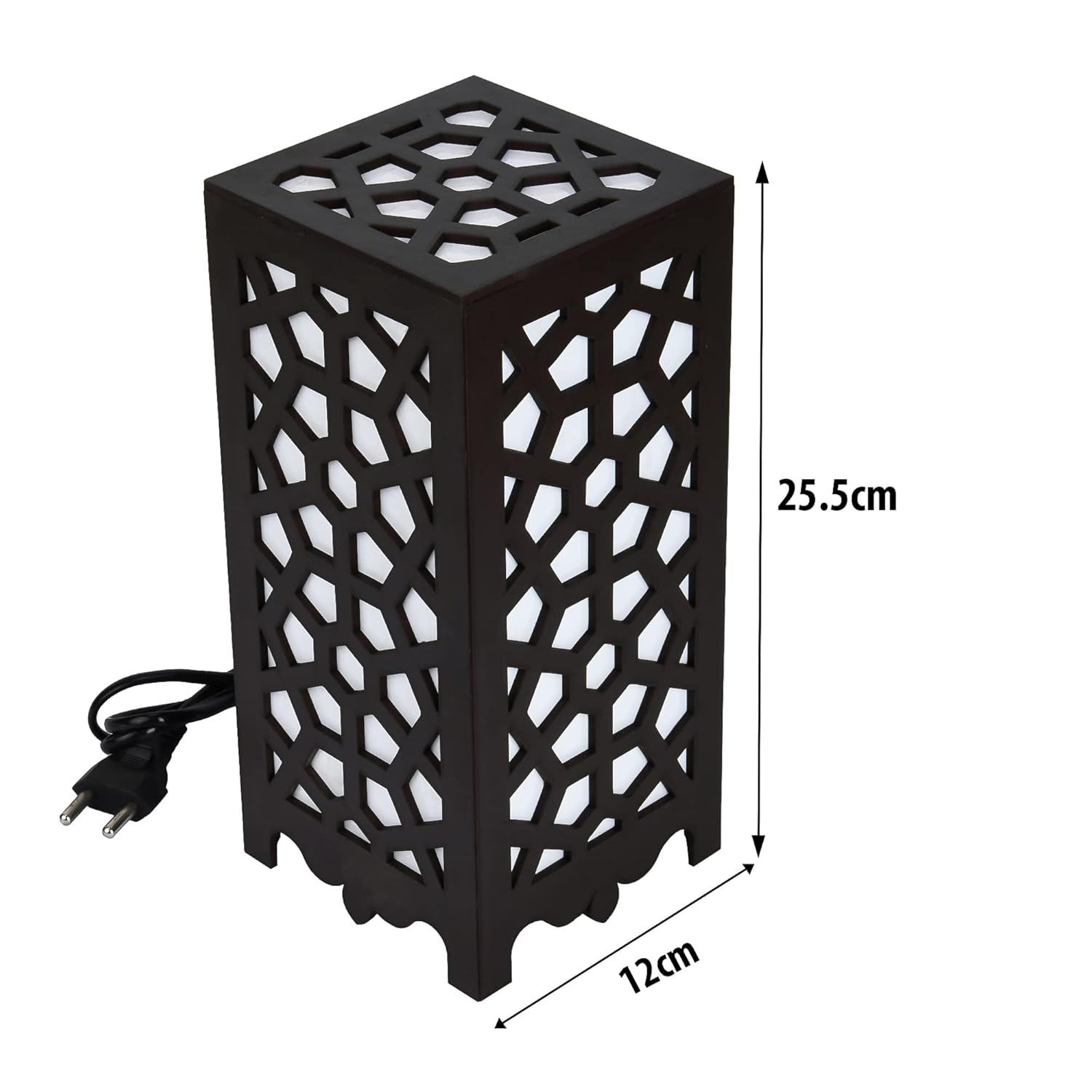 Geometric Lattice Table Lamp - Unique Wooden Cutout