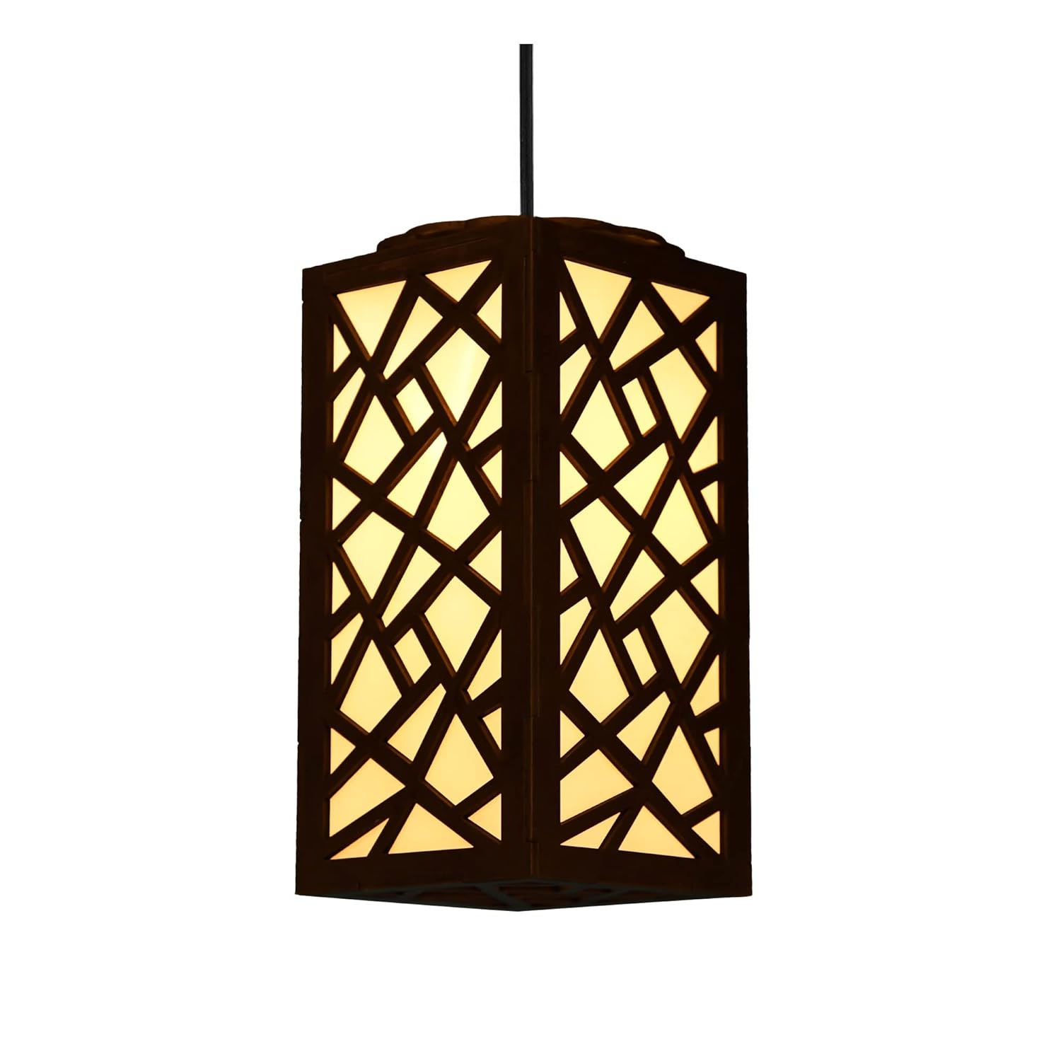 Contemporary Geometric Wood Hanging Lamp