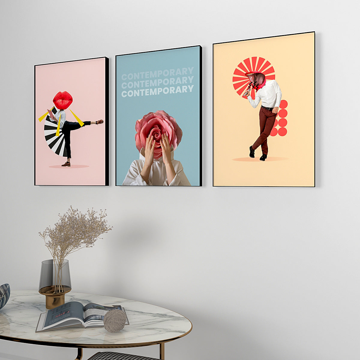 Contemporary Art Wall Frame Set of 3