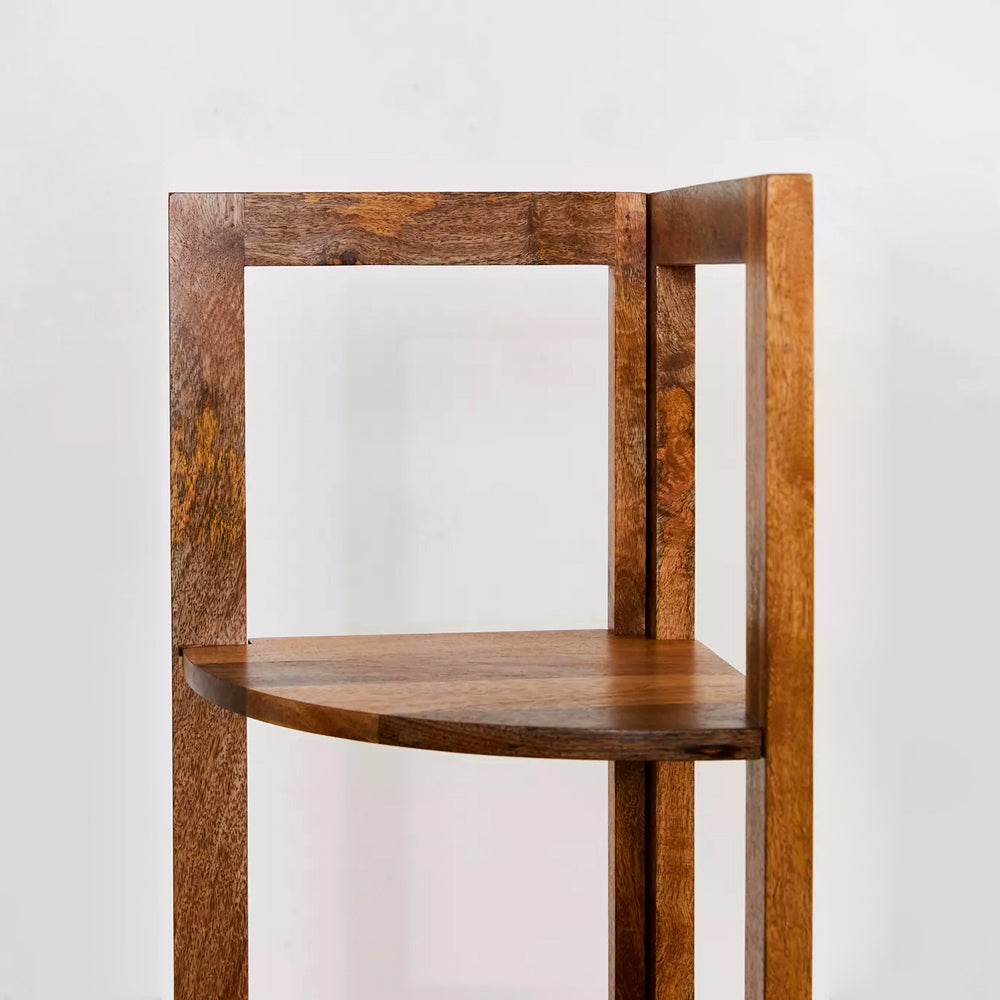 Sheesham wooden Corner Shelf In Ladder Motif