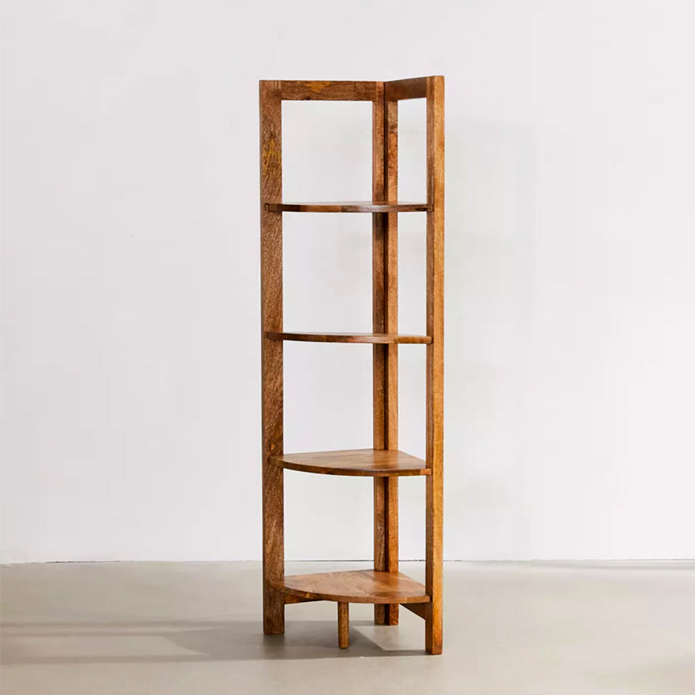 Sheesham wooden Corner Shelf In Ladder Motif