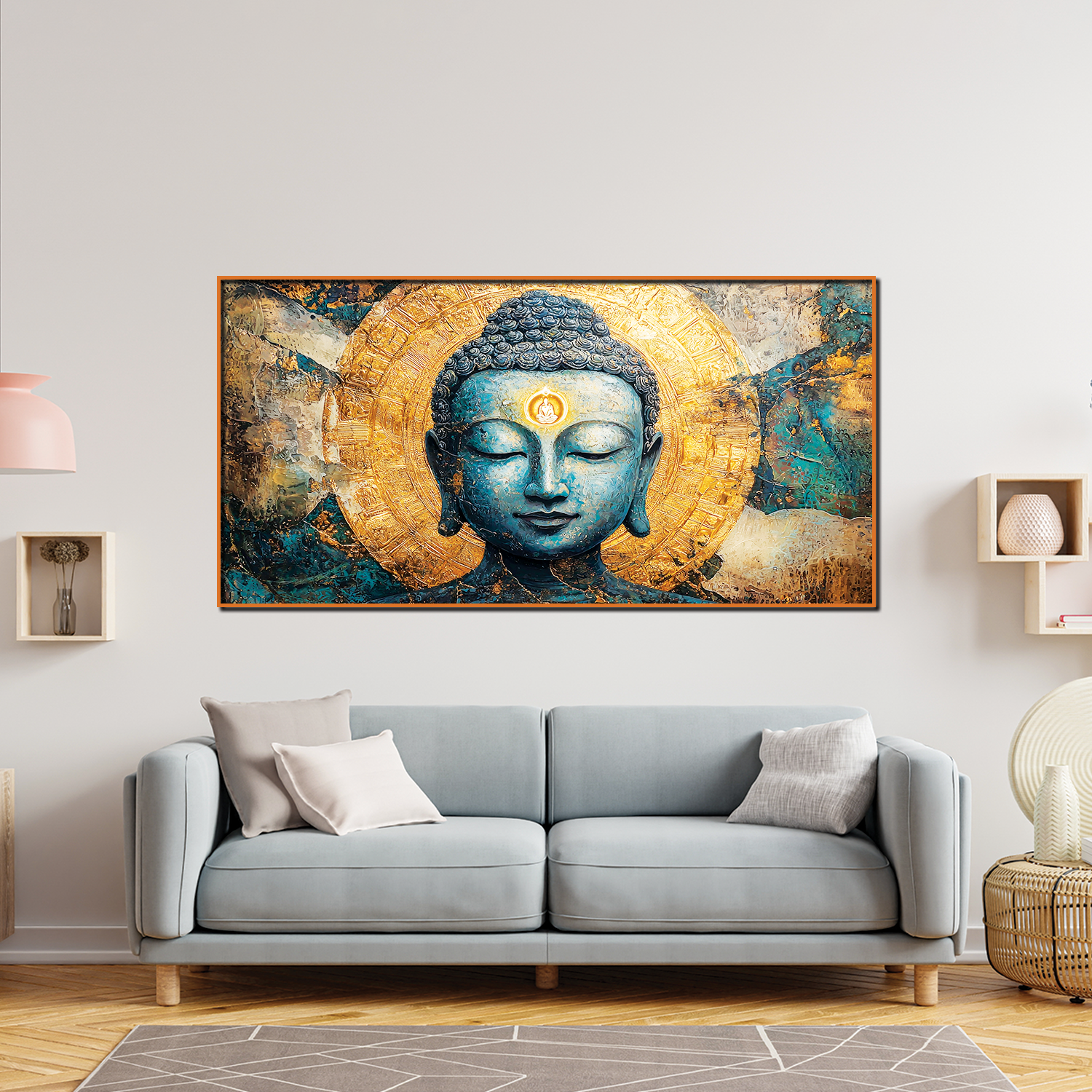 Sacred Buddha Wall Decor with Landscape Views