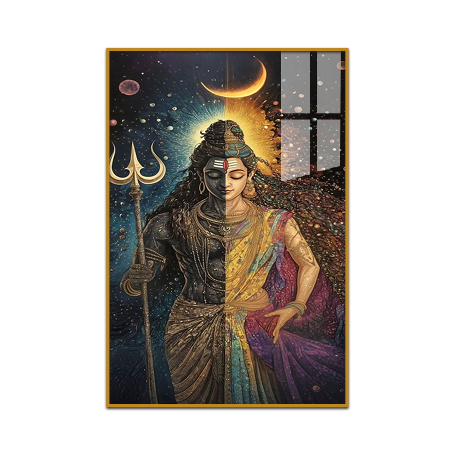 Spiritual Lord Shiva Wall Art – Acrylic Painting for Bedroom and Pooja Room