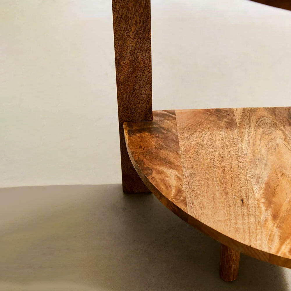 Sheesham wooden Corner Shelf In Ladder Motif