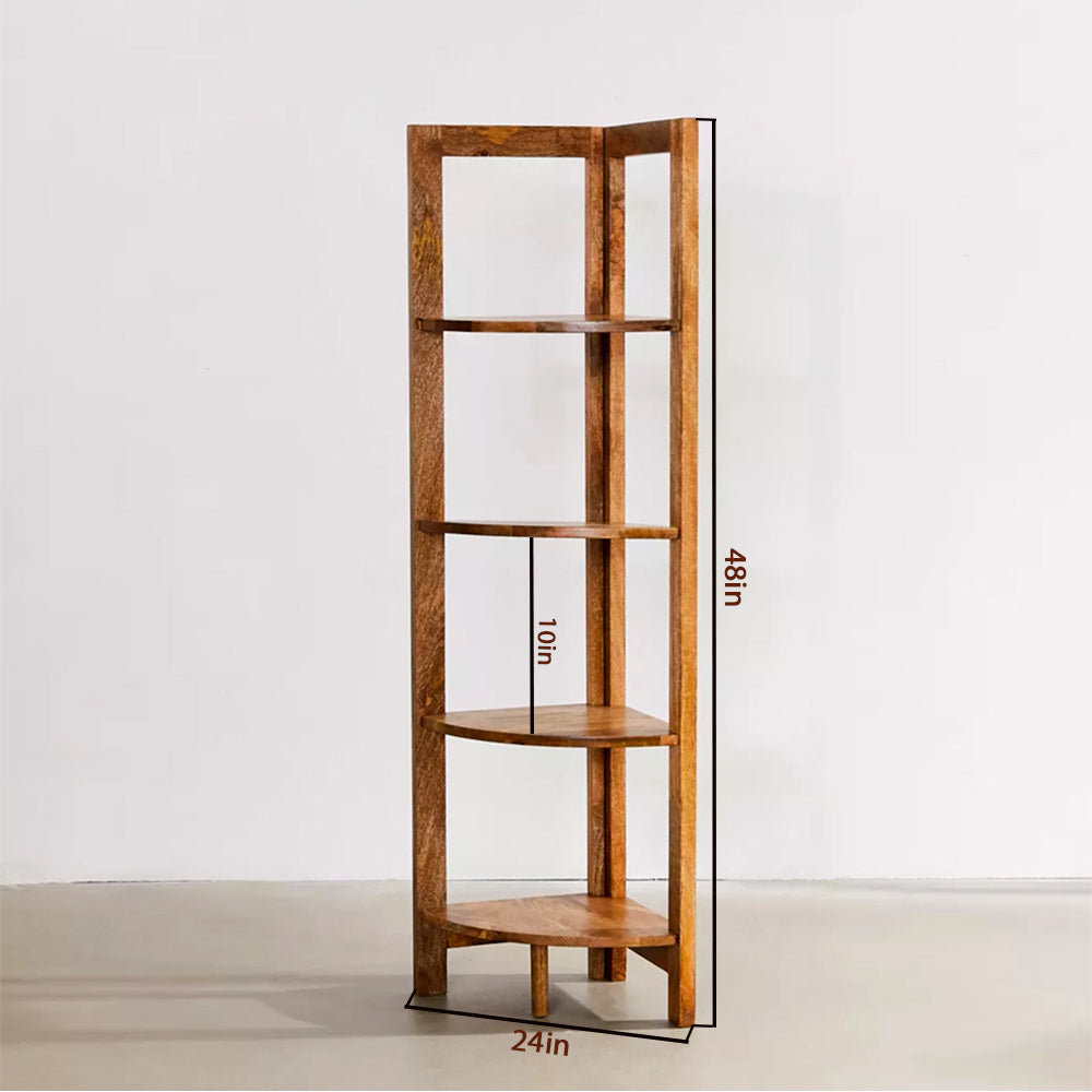 Sheesham wooden Corner Shelf In Ladder Motif