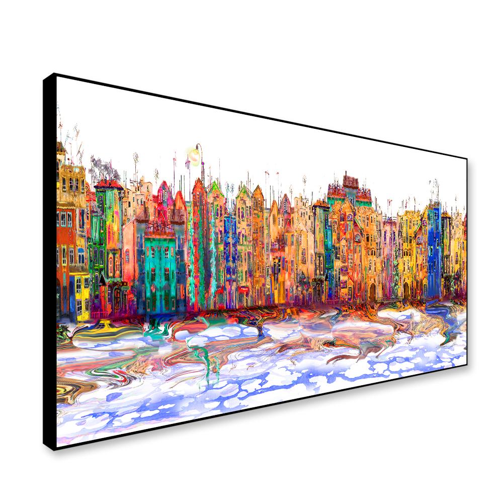 Colorful Town Isolated Panoramic view Framed Wall Art